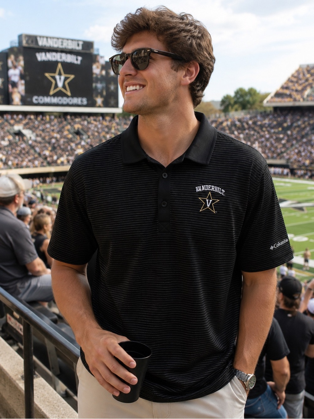 Vanderbilt Commodores Striped Performance Polo- Columbia